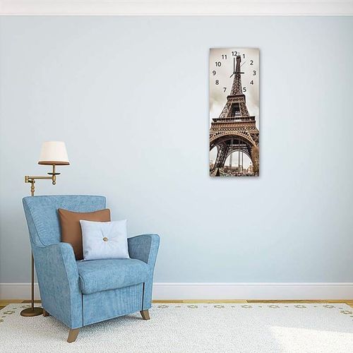 Horloge Tour Eiffel élégance Et Précision Murale 25 X 65 Cm Marron