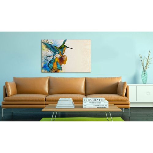 Tableau Musique D'oiseau 120 X 80 Cm Bleu