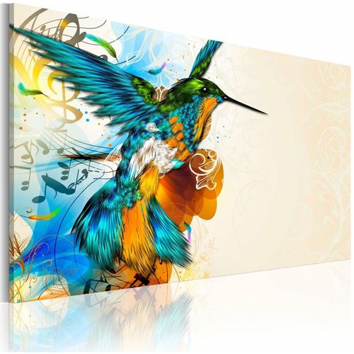 Tableau Musique D'oiseau 120 X 80 Cm Bleu