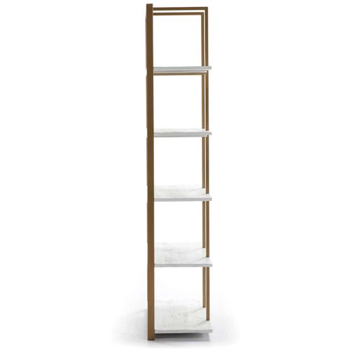 Etagère En Métal Et Bois Couleur Blanc Et Doré H200cm