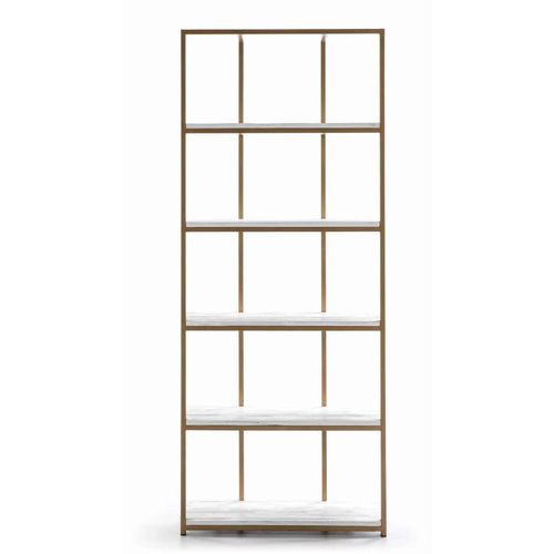 Etagère En Métal Et Bois Couleur Blanc Et Doré H200cm