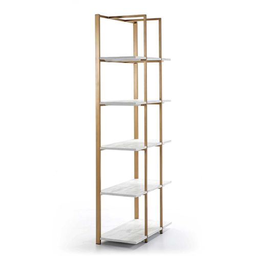 Etagère En Métal Et Bois Couleur Blanc Et Doré H200cm