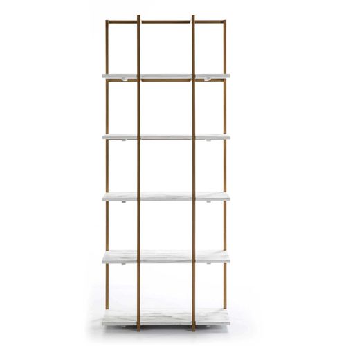Etagère En Métal Et Bois Couleur Blanc Et Doré H200cm