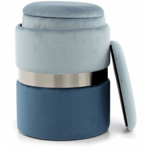 Poufs Rangement (x2) Velours Bleu 31,5 / 36x31,5 / 36x38 / 44cm