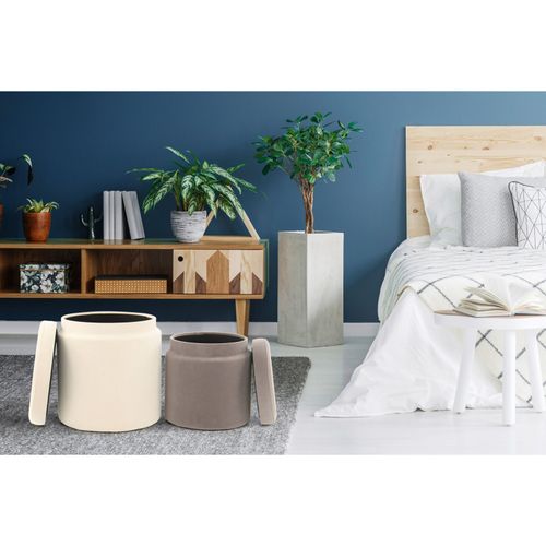 Poufs Rangement (x2) Velours Beige 33,5 / 40x33,5 / 40x38 / 44cm