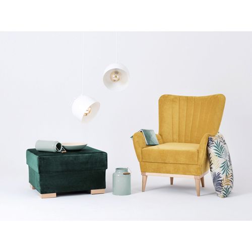 Pouf Tissu Vert Avocat 68x68x40cm