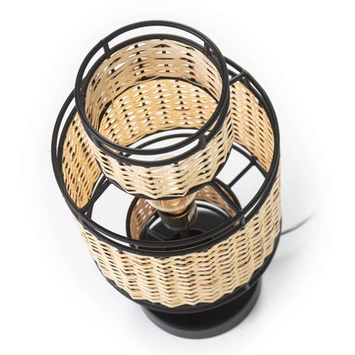 Lampe De Table Métal Noir Naturel Métal Rotin 21x21x45