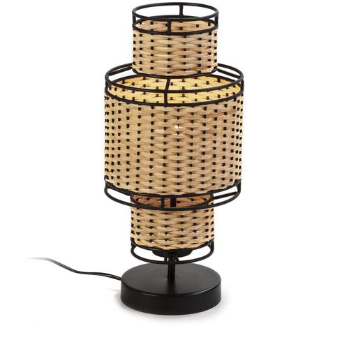 Lampe De Table Métal Noir Naturel Métal Rotin 21x21x45