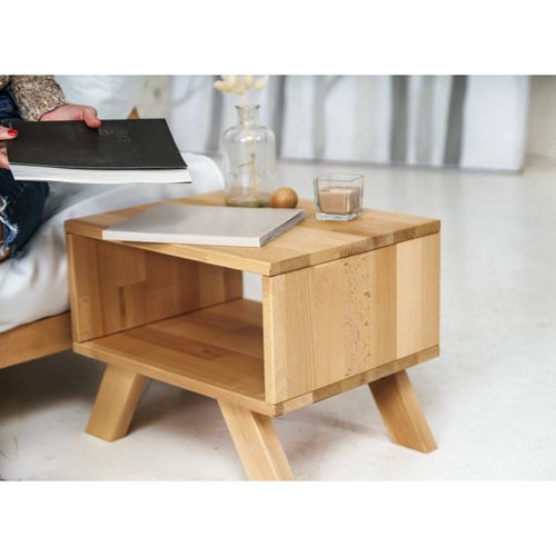 Table De Chevet En Bois Massif Huilé Teinte Noyer