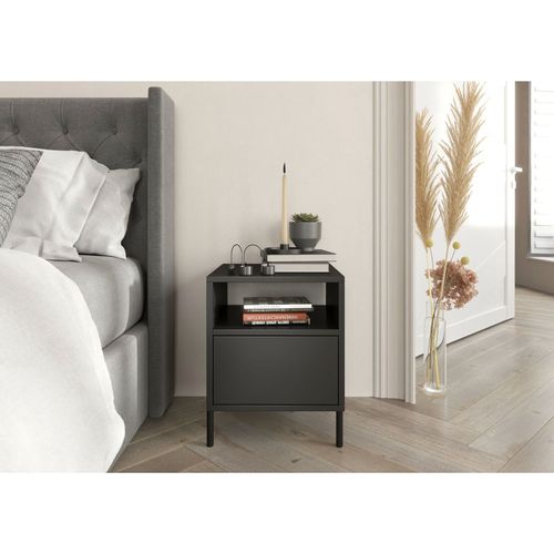 Table De Chevet Bois Noir 40x40x50cm