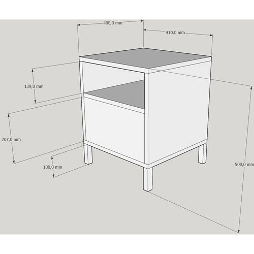 Table De Chevet Bois Noir 40x40x50cm
