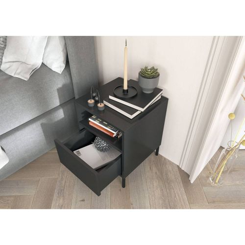 Table De Chevet Bois Noir 40x40x50cm