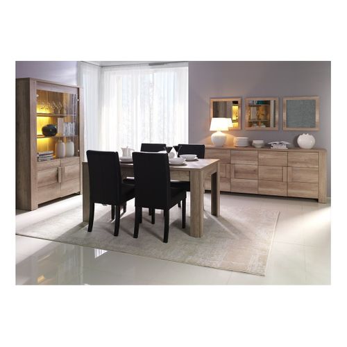 Vitrine 4 Portes Farra Coloris Chêne Dab Canyon Avec LED