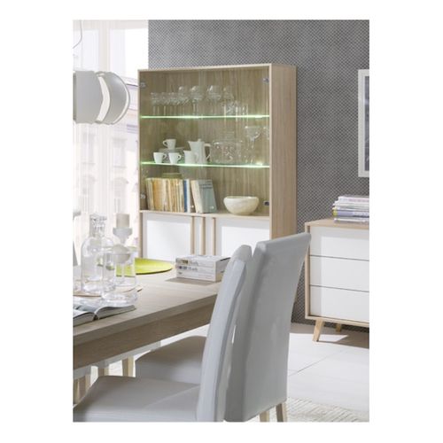 Vitrine, Vaisselier, Argentier Malmo Grand Modèle + LED. Meuble Type Scandinave Idéal Pour Votre Sa
