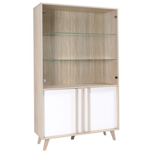 Vitrine, Vaisselier, Argentier Malmo Grand Modèle + LED. Meuble Type Scandinave Idéal Pour Votre Sa