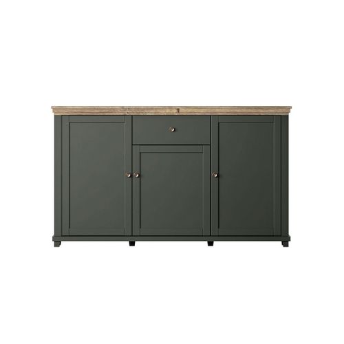 Ensemble De 5 Meubles Pour Votre Salon Coloris Vert Et Chêne. Collection Assia