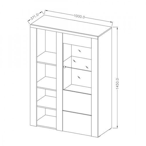 Buffet Haut Design 1 Porte Pour Salon Couleur Noyer Et Noir Effet Bois. Collection Santiago.