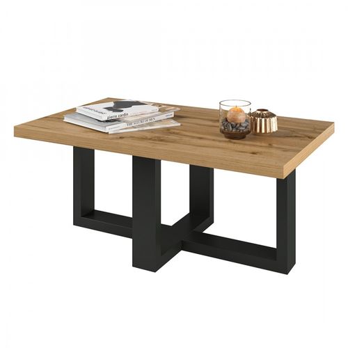 Table Basse Design Rectangulaire Collection Coxi Coloris Chêne Et Noir