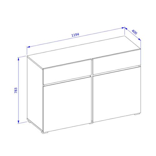 Buffet Coloris Vert Sauge 120cm Collection Havana. Bahut  Design Avec 2 Portes Et 2 Tiroirs.