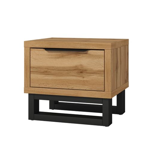 Chambre Compléte Style Industriel Collection Milos : Armoire, Lit Coffre 140x200, Commode, Chevets,