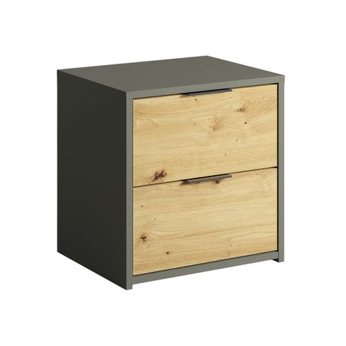 Chambre Compléte Design Izo : Armoire, Lit 180x200, Commode, Chevets, Chêne/gris Anthracite