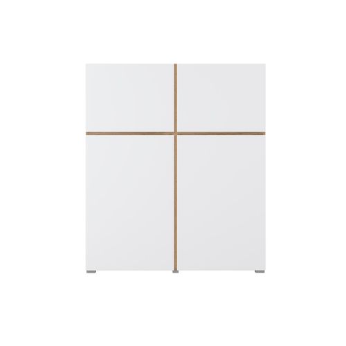 Buffet Haut Havana – 120cm – 4 Portes Battantes – Chêne Et Blanc – Design Minimaliste Et Moderne