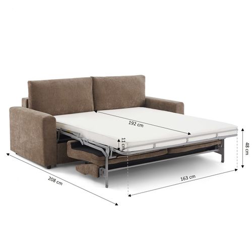 Zayen - Canapé Droit Convertible Tissu 4 Places - Marron
