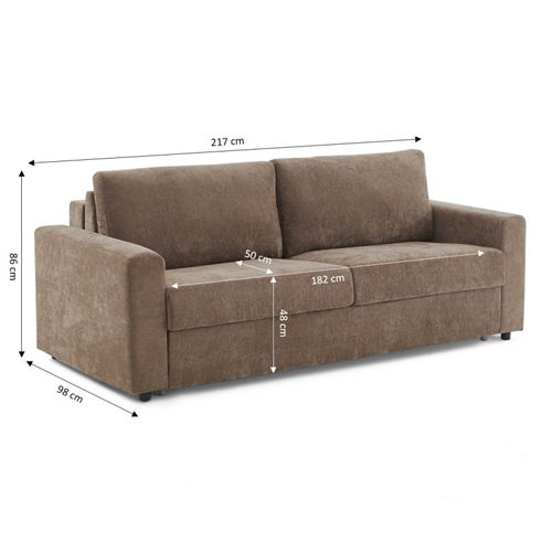 Zayen - Canapé Droit Convertible Tissu 4 Places - Marron