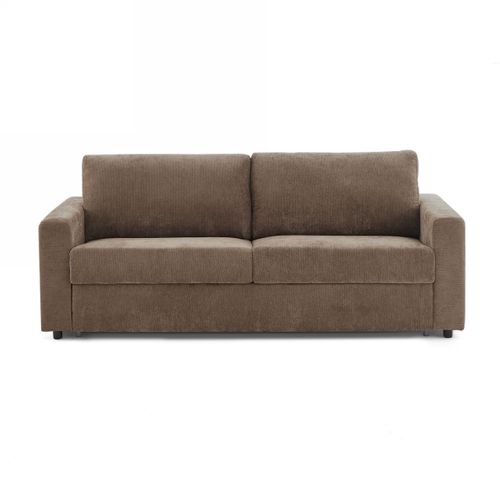 Zayen - Canapé Droit Convertible Tissu 4 Places - Marron