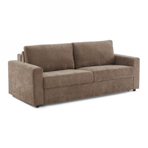 Zayen - Canapé Droit Convertible Tissu 4 Places - Marron