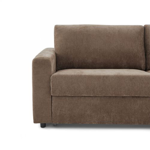 Zayen - Canapé Droit Convertible Tissu 4 Places - Marron