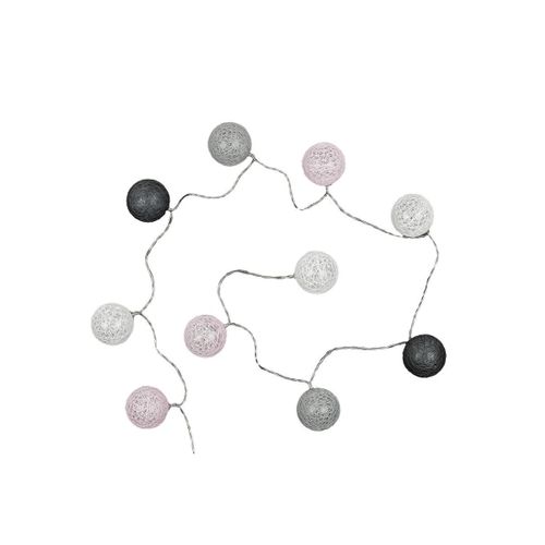 Guirlande Lumineuse à LED "10 Boules" 175cm Gris Rose