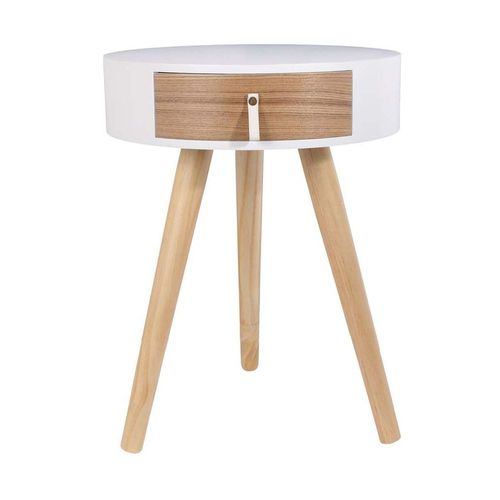 Chevet En Bois Scandinave Nora D.35 cm Blanc