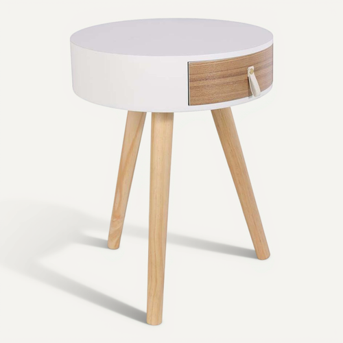 Chevet En Bois Scandinave Nora D.35 cm Blanc