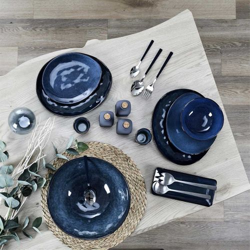 Assiette En Grès Bleu Au Grès Du Temps 27 Cm