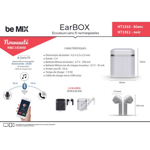 Ecouteurs Sans Fil Earbox Blanc