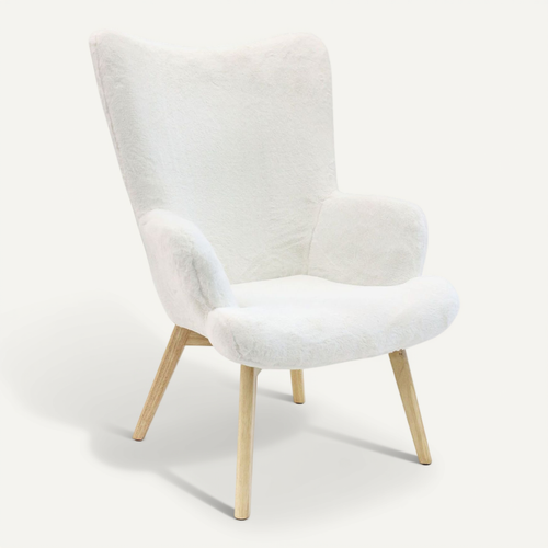 Fauteuil De Salon Imitiation Fourrure Scandi Helsinki - Blanc