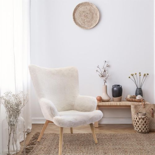 Fauteuil De Salon Imitiation Fourrure Scandi Helsinki - Blanc
