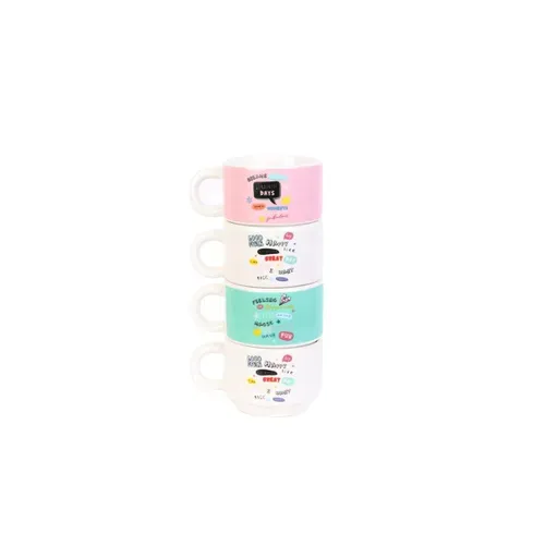 Lot De 4 Tasses Empilables "expresso" 9cm Multicolore