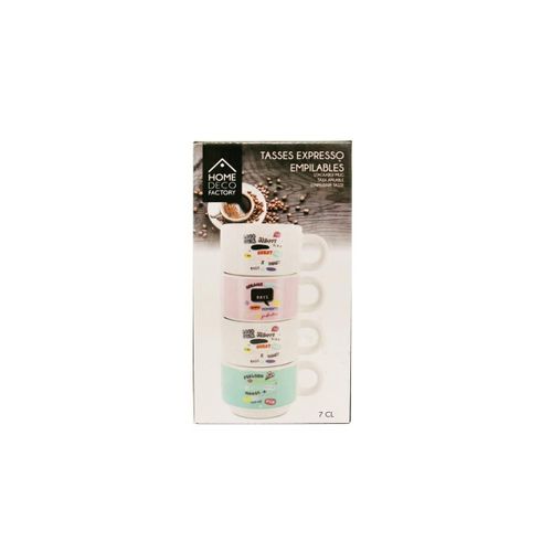 Lot De 4 Tasses Empilables "expresso" 9cm Multicolore
