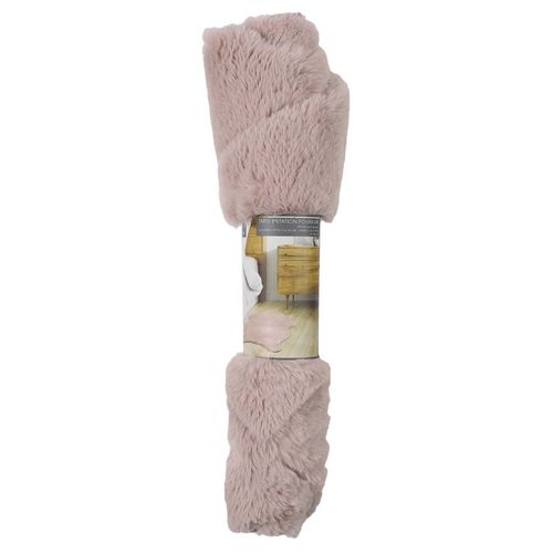 Tapis Imitation Fourrure Poil Fin 60x90 Cm Rose Poudré