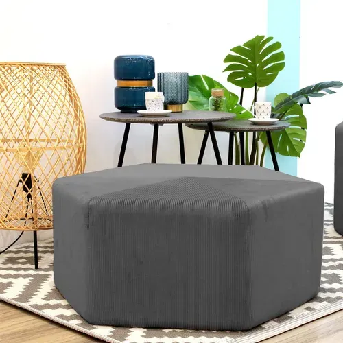 Pouf XXL Design Velours Giulia - L. 75 X H. 30 Cm - Gris Souris