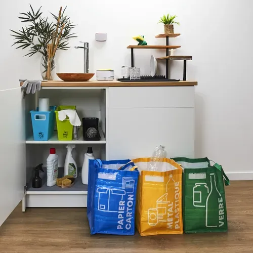 Lot De 3 Sacs De Tri "lavable" 40cm Multicolore