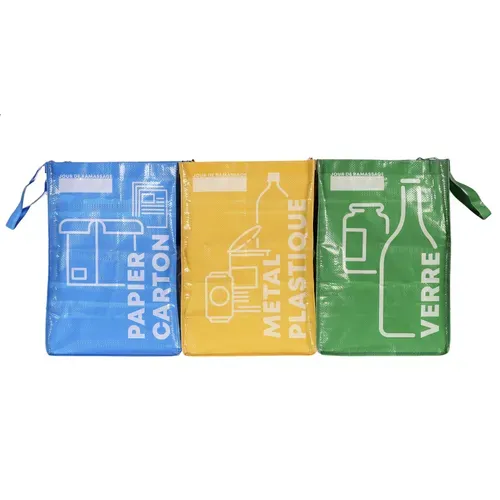 Lot De 3 Sacs De Tri "lavable" 40cm Multicolore
