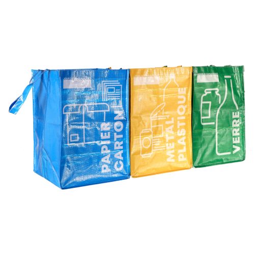 Lot De 3 Sacs De Tri "lavable" 40cm Multicolore