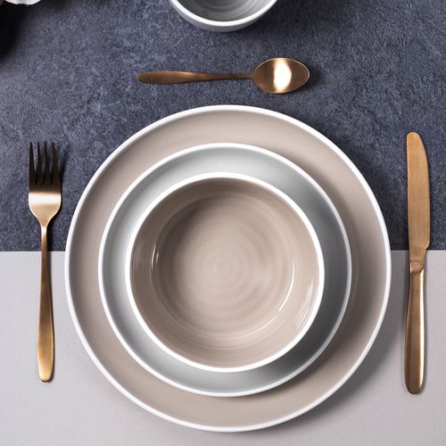 Assiette à dessert Ø20 cm UNIC Beige vue d'ambiance 1