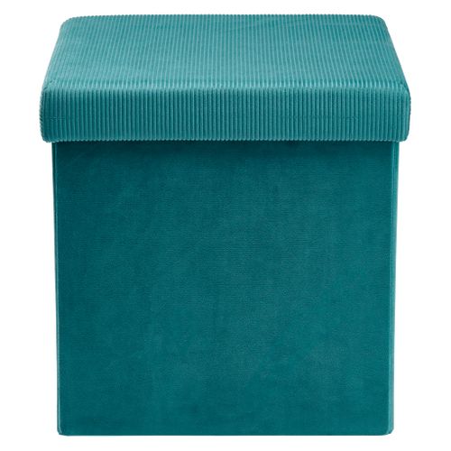 Pouf Coffre Pliable En Velours Design Giulia - L. 38 X H. 38 Cm - Bleu