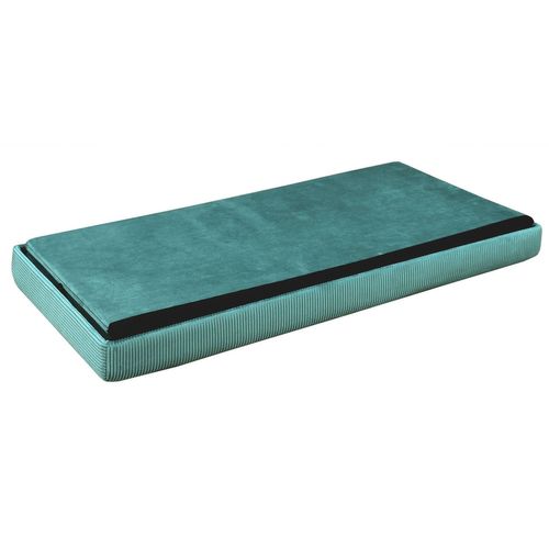 Coffre Banc Pliable Design Velours Giulia - L. 76 X H. 38 Cm - Bleu Canard