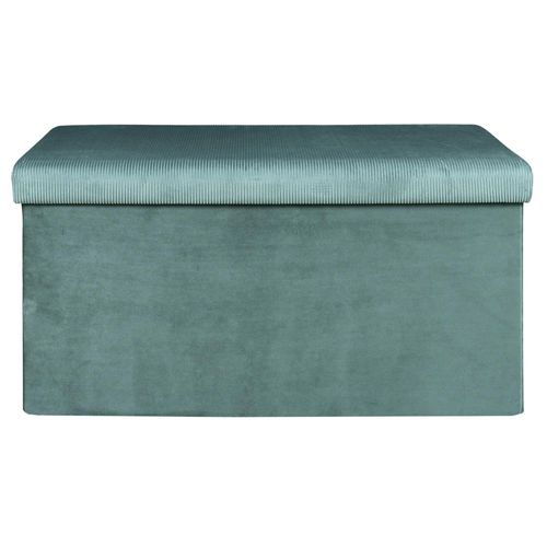 Coffre Banc Pliable Design Velours Giulia - L. 76 X H. 38 Cm - Bleu Canard