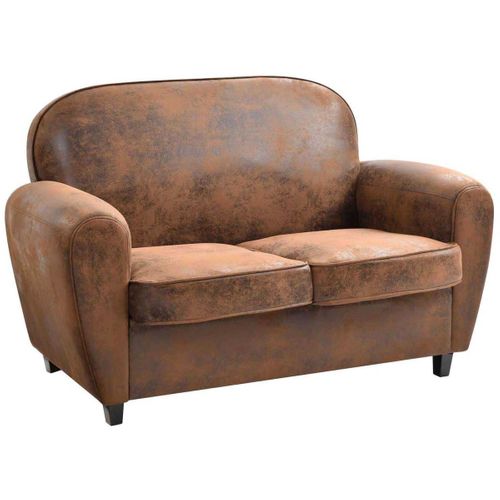 Canapé Club En Tissu Marron 2 Places